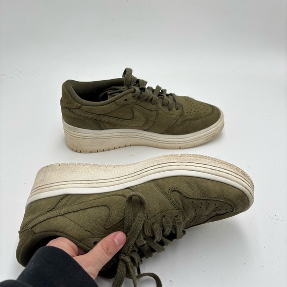 Nike Air Jordan 1 Women’s 9.5 Low Lifted Olive Green Lace Up Sneakers - Picture 7 of 9